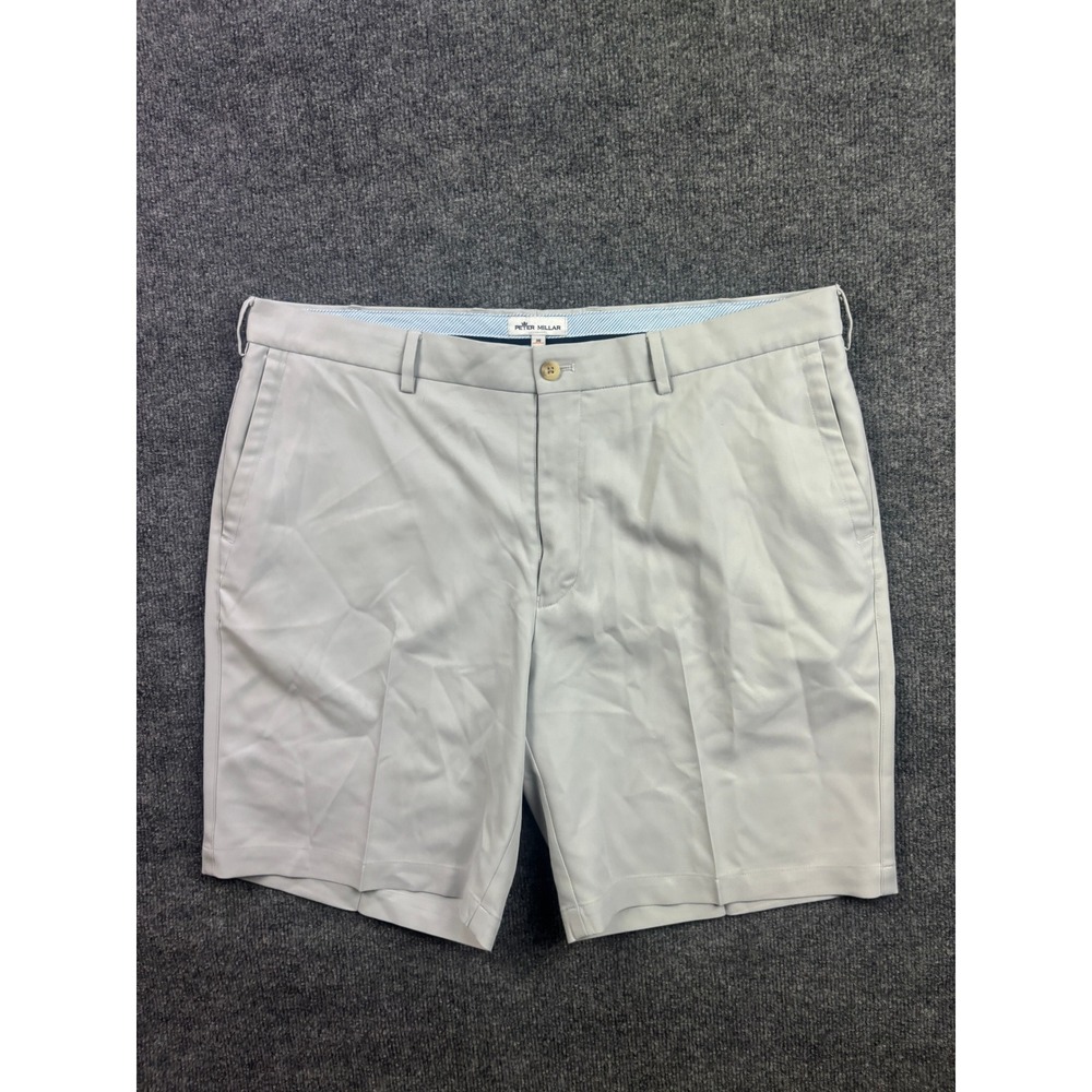 Peter Millar Golf Shorts Mens 38 Light Gray Performance Polyester Flat Front